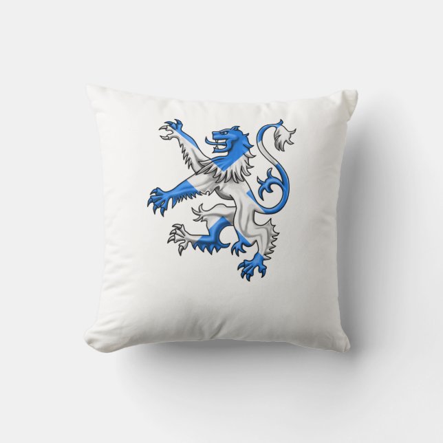 Scottish Lion In St. Andrew’s Colours Throw Pillow (Front)