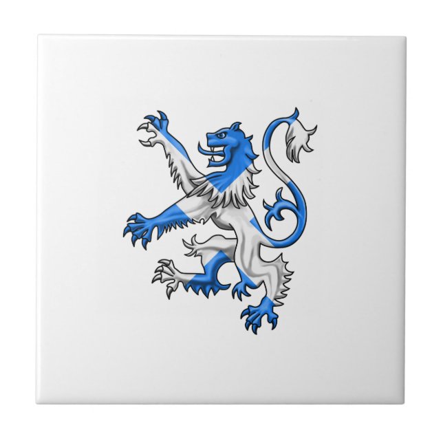 Scottish Lion Rampant Saint Andrew Cross Colors Tile (Front)