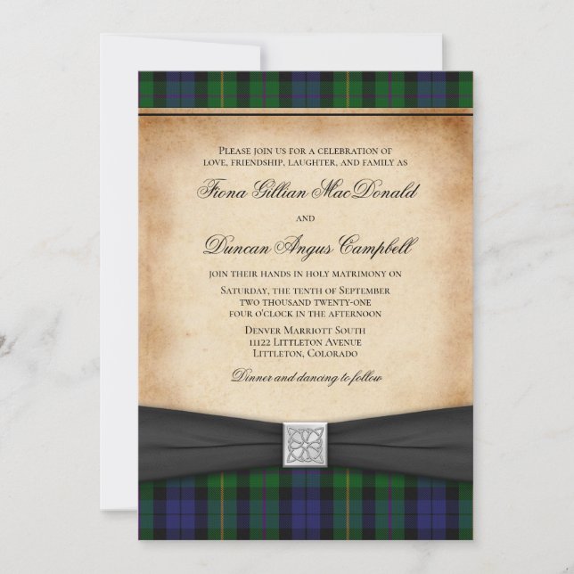 Scottish MacBride Tartan Faire-part de mariage (Devant)