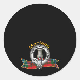 Scottish Maclean Clan Tan Crest A Tower Embattled Classic Round Sticker