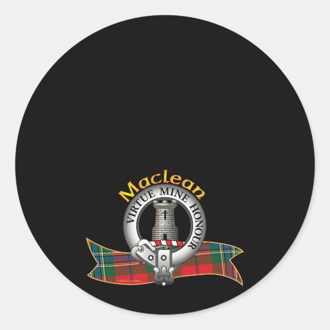 Scottish Maclean Clan Tan Crest A Tower Embattled  Classic Round Sticker (Front)