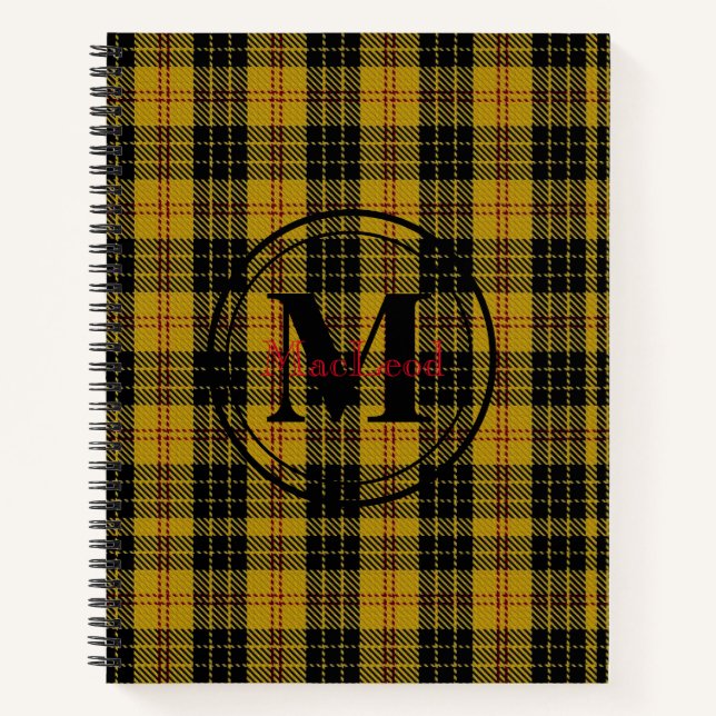 Scottish MacLeod Clan Tartan Monogram/Name Notebook (Front)