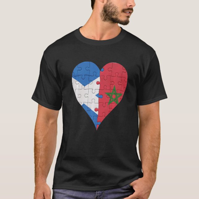 Scottish Moroccan Flag Heart   T-Shirt (Front)