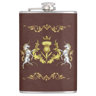 Scottish Personalized Golden Thistle Hip Flask