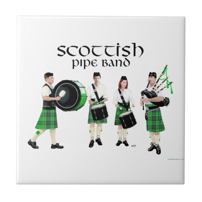 Scottish Pipe Band - Green Kilts Tile (Front)