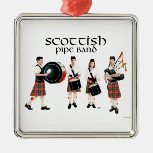 Scottish Pipe Band - Red Kilts Metal Ornament