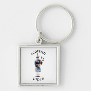 Scottish Piper - Blue Plaid Keychain