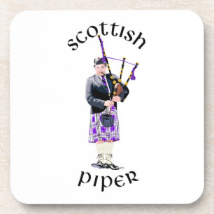 Scottish Piper - Purple Plaid Coaster