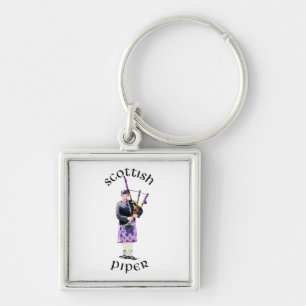 Scottish Piper - Purple Plaid Keychain