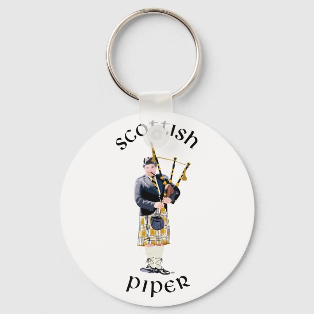 Scottish Piper - Tan Kilt Keychain (Front)