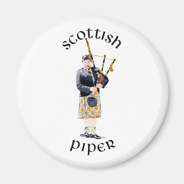 Scottish Piper - Tan Kilt Magnet (Front)