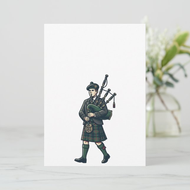 Scottish Piper With Bagpipes Invitation (Standing Front)