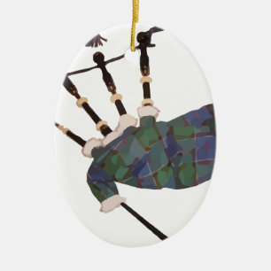 scottish plaid bagpipes ceramic ornament