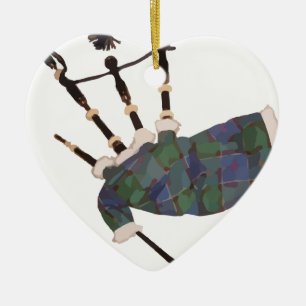 scottish plaid bagpipes ceramic ornament