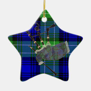 Scottish plaid bagpipes ceramic ornament