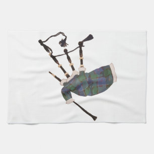 scottish plaid bagpipes kitchen towel