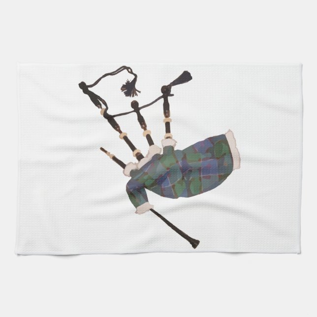 scottish plaid bagpipes kitchen towel (Horizontal)