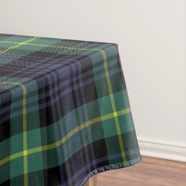 Scottish Plaid Tartan Pattern Green Purple Yellow Tablecloth (In Situ)