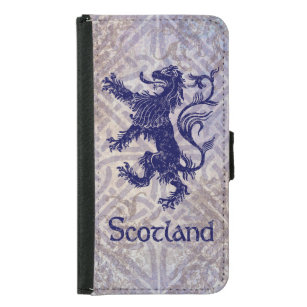 Scottish Rampant Lion Navy Blue Celtic Knot Samsung Galaxy S5 Wallet Case