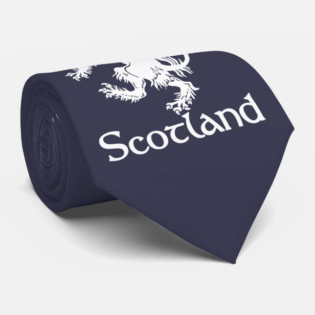 Scottish Rampant Lion Navy Blue Tie (Rolled)
