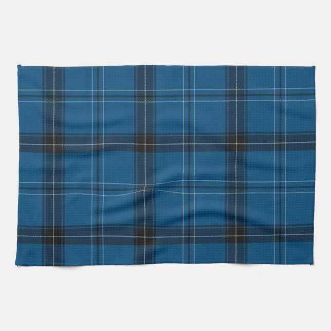 Scottish Ramsay Blue Tartan Kitchen Towel (Horizontal)