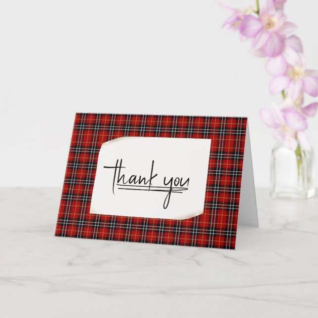 Scottish Red Black Tartan Plaid  Card (Orchid)