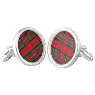 Scottish Red Clan Plaid Tartan Cufflinks