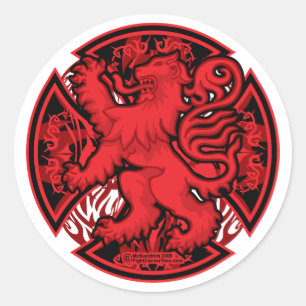 Scottish Red Lion Cross Classic Round Sticker
