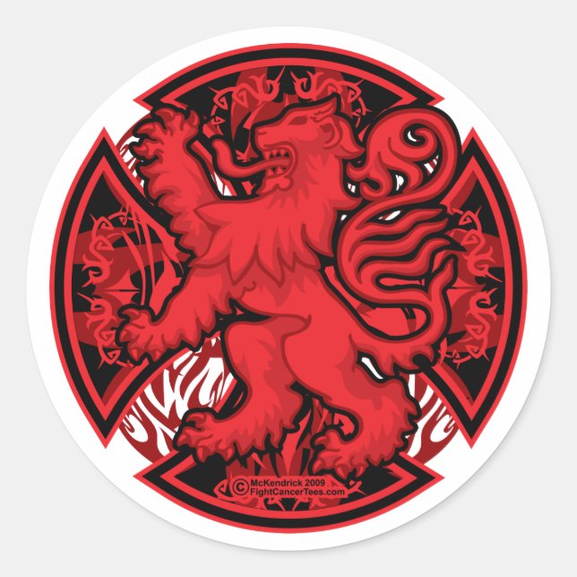 Scottish Red Lion Cross Classic Round Sticker (Front)
