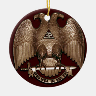 Scottish Rite 32 degree Mason Double Eagle Red Ceramic Ornament