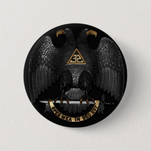 Scottish Rite 32 Degree Mason Eagle 2 Inch Round Button