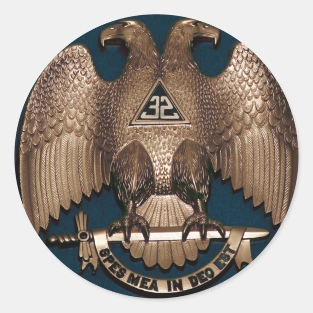 Scottish Rite Teal 32 Degree Classic Round Sticker (Front)