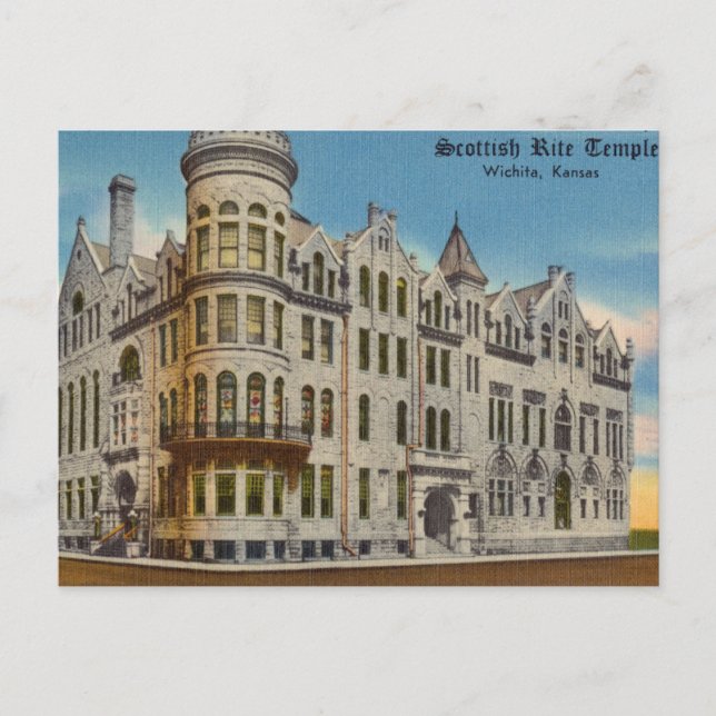 Scottish Rite Temple, Castle Wichita, Kansas Postcard (Front)