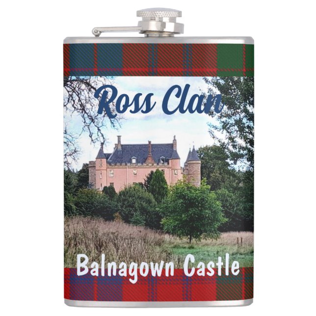 Scottish Ross Clan Balnagown Castle Hip Flask (Front)