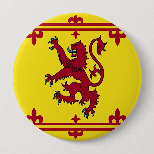 Scottish Royal Arms Flag 4 Inch Round Button (Front)