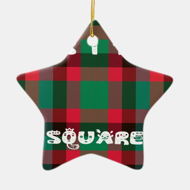 Scottish Royal Checkered Tartan Plaid with Text Ceramic Ornament (Front)