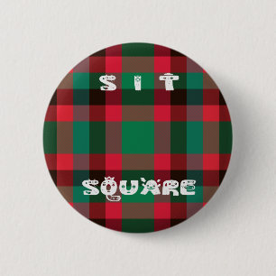 Scottish Royal Chequered Tartan Plaid with Text 2 Inch Round Button