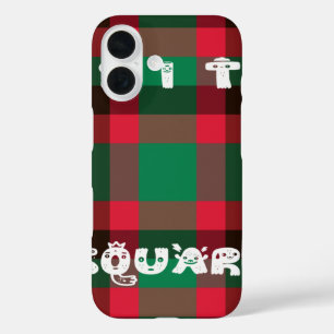 Scottish Royal Chequered Tartan Plaid with Text iPhone 16 Case