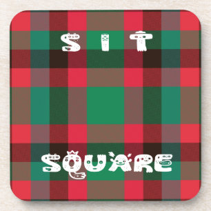Scottish Royal Chequered Tartan Plaid with Text Coaster
