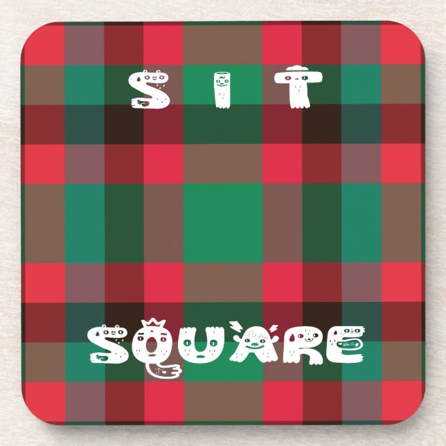 Scottish Royal Chequered Tartan Plaid with Text Coaster (Front)