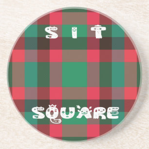 Scottish Royal Chequered Tartan Plaid with Text Coaster