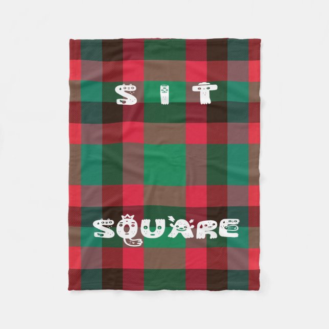 Scottish Royal Chequered Tartan Plaid with Text Fleece Blanket (Front)