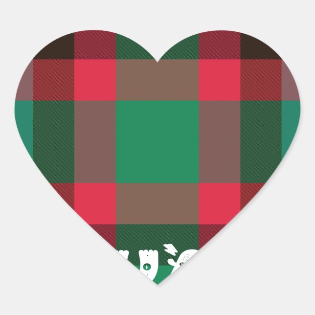 Scottish Royal Chequered Tartan Plaid with Text Heart Sticker (Front)