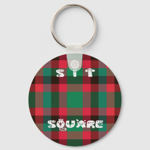 Scottish Royal Chequered Tartan Plaid with Text Keychain