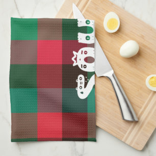 Scottish Royal Chequered Tartan Plaid with Text Kitchen Towel