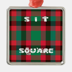 Scottish Royal Chequered Tartan Plaid with Text Metal Ornament