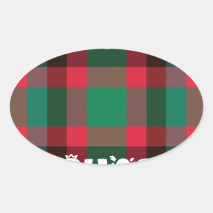 Scottish Royal Chequered Tartan Plaid with Text Oval Sticker