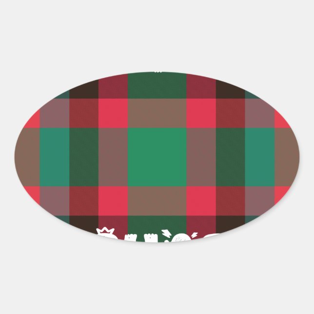 Scottish Royal Chequered Tartan Plaid with Text Oval Sticker (Front)