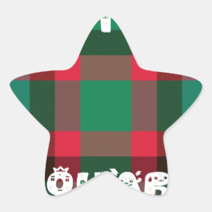 Scottish Royal Chequered Tartan Plaid with Text Star Sticker