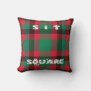 Scottish Royal Chequered Tartan Plaid with Text Throw Pillow